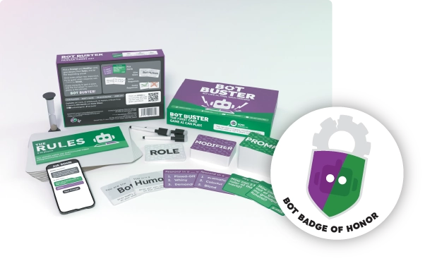 Bot Buster pieces and sticker